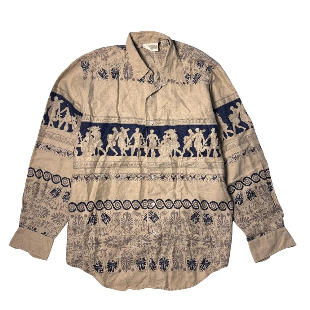 Vintage Banana Republic Safari Shirt Mens Size S Mill Valley Catalog 80s Linen